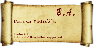 Balika Abdiás névjegykártya